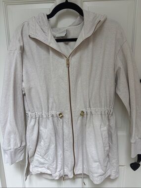 Varley Light Cream Hooded Zip Jacket with Gold Hardware